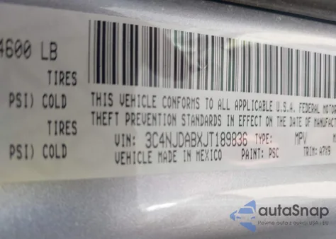 2018 Jeep Compass Sport 4X4 z USA, uszkodzony, nr VIN 3C4NJDABXJT189836